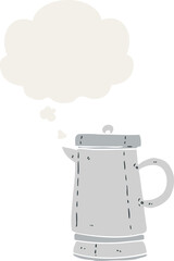 cartoon old kettle and thought bubble in retro style