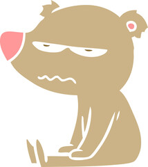 angry bear flat color style cartoon sitting