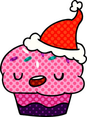 christmas cartoon of kawaii cupcake