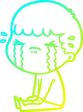 recommend clip art: cold gradient line drawing cartoon man crying