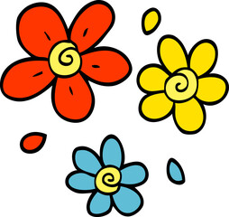 cartoon doodle decorative flowers