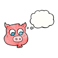 thought bubble textured cartoon pig