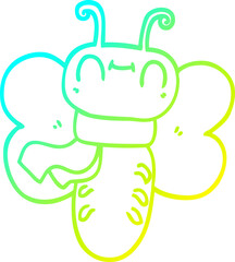 cold gradient line drawing funny cartoon butterfly