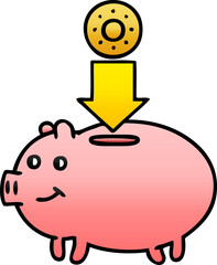 gradient shaded cartoon piggy bank