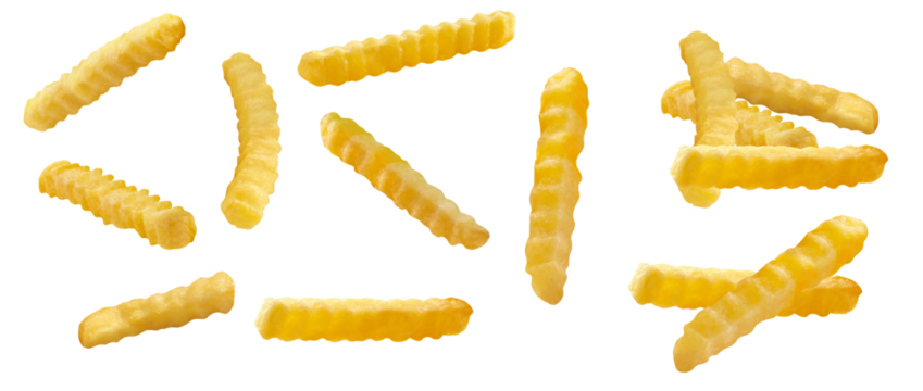 Crinkle Cut French Fries isolated. PNG transparency