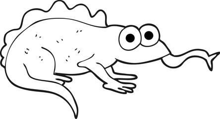 black and white cartoon lizard