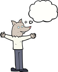 cartoon werewolf with thought bubble