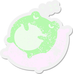 cute frog sleeping on a pillow grunge sticker
