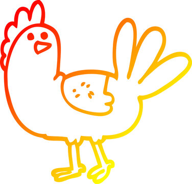 recommend clip art: warm gradient line drawing cartoon chicken