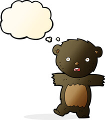 cartoon shocked black bear cub with speech bubble