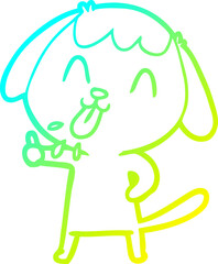 cold gradient line drawing cute cartoon dog
