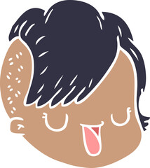 flat color style cartoon female face