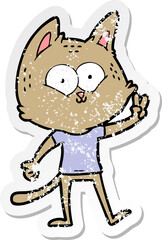 Obraz na płótnie Canvas distressed sticker of a cartoon cat giving peace sign