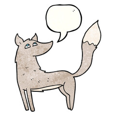 speech bubble textured cartoon wolf