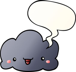 cute cartoon cloud and speech bubble in smooth gradient style