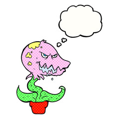 thought bubble cartoon monster plant