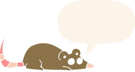 cartoon mouse and speech bubble in retro style