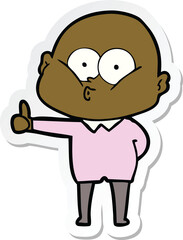 sticker of a cartoon bald man staring