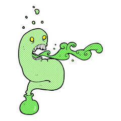 cartoon ghost in bottle