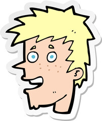 sticker of a cartoon happy boy face
