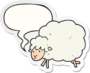 cartoon sheep and speech bubble sticker