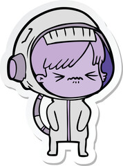 sticker of a cartoon astronaut woman