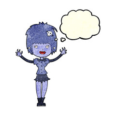 cartoon vampire girl with thought bubble