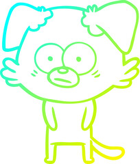 cold gradient line drawing nervous dog cartoon