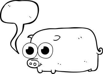 speech bubble cartoon piglet with big pretty eyes