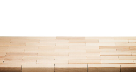 Wooden shelves plank brown color, close up.