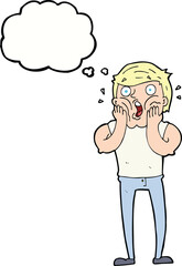cartoon gasping man with thought bubble