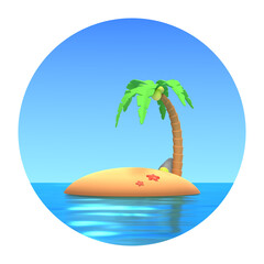 Fototapeta na wymiar 3D Icon Illustration of Tropical Island with Palm Tree