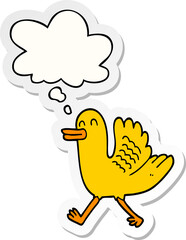 cartoon duck and thought bubble as a printed sticker
