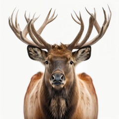 Elk in front of a white background, ai