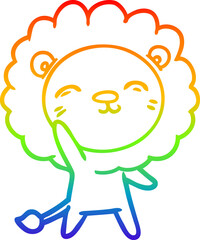 rainbow gradient line drawing cartoon lion