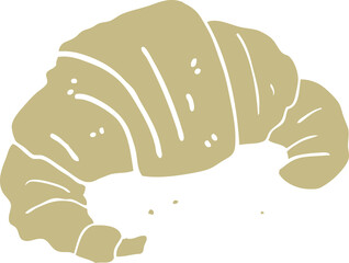 flat color illustration of a cartoon croissant