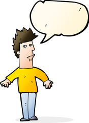 cartoon worried man with speech bubble