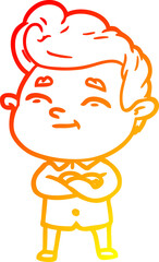 warm gradient line drawing happy cartoon man