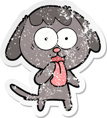 distressed sticker of a cute cartoon dog