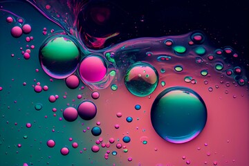  green, pink, blue bubbles, liquid texture Generative AI