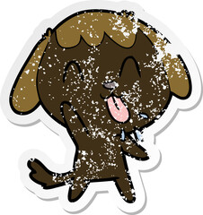 distressed sticker of a cute cartoon dog