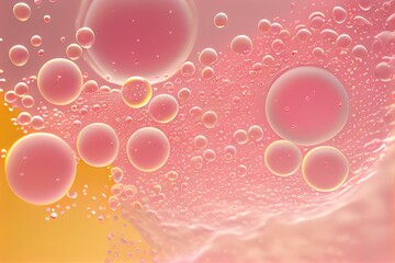  soft pink, yellow, bubbles, liquid texture Generative AI