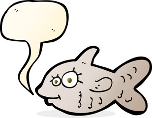cartoon happy goldfish with speech bubble
