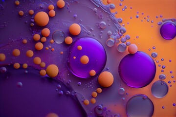  soft violet, orange, blue bubbles, purple liquid texture Generative AI