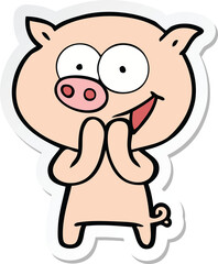 Obraz na płótnie Canvas sticker of a cheerful pig cartoon