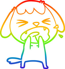 rainbow gradient line drawing cute cartoon dog barking