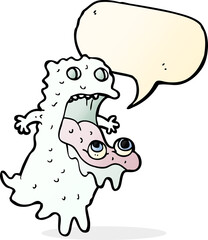 cartoon gross ghost with speech bubble