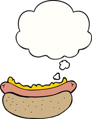 cartoon hotdog and thought bubble