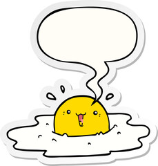 cute cartoon fried egg and speech bubble sticker