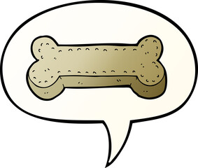 cartoon dog biscuit and speech bubble in smooth gradient style